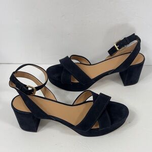 J. Crew Navy Marcie Suede Platform Sandals